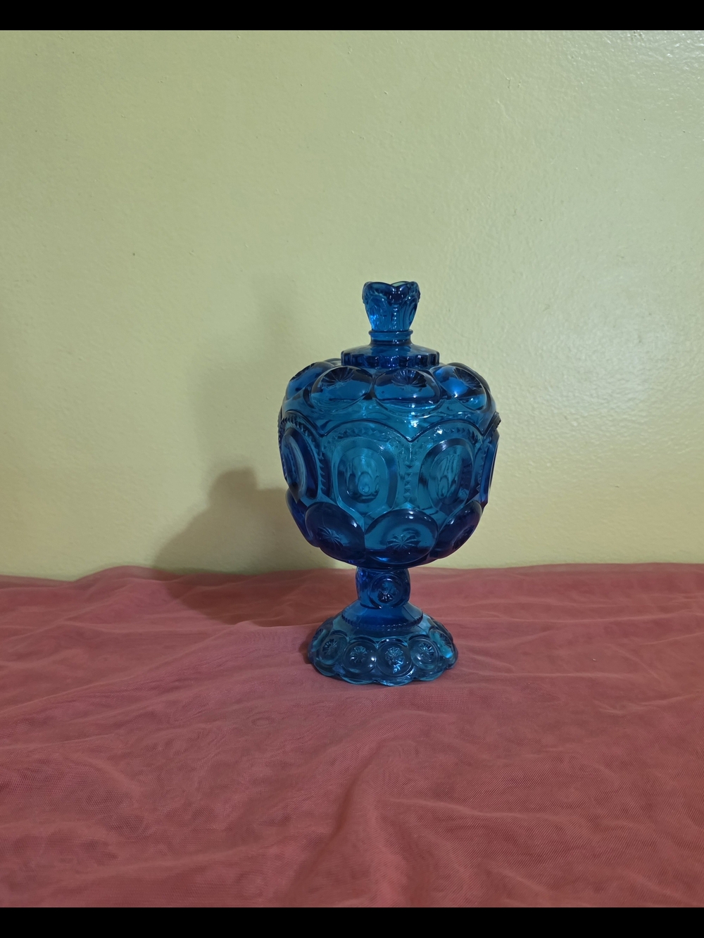 Le Smith Blue Glass Decorative Candy Jar - Home Kitchen Food Storage